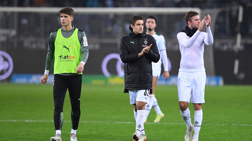 Tom Gaal, Florian Neuhaus und Christoph Kramer bei einer Extrarunde im Borussia-Park.