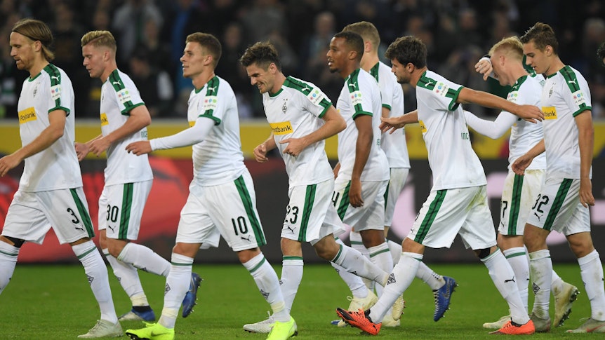 Die Borussia-Spieler bejubeln einen Treffer.