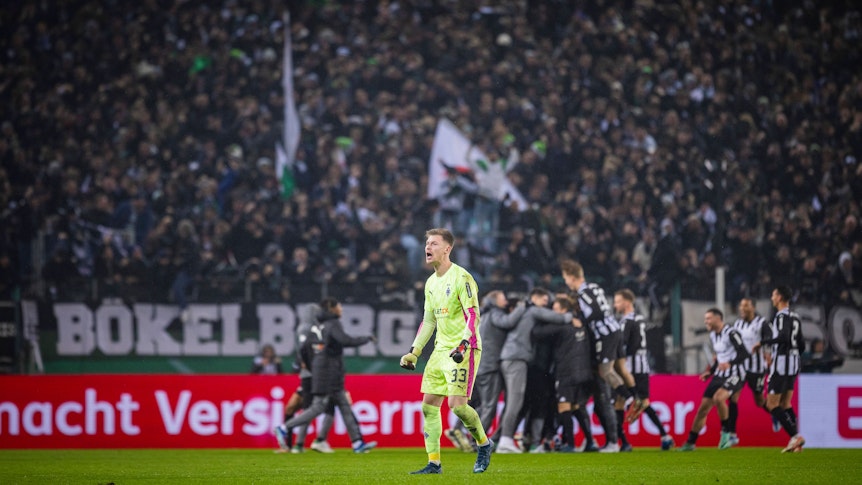 Die Spieler von Borussia Mönchengladbach in Extase.