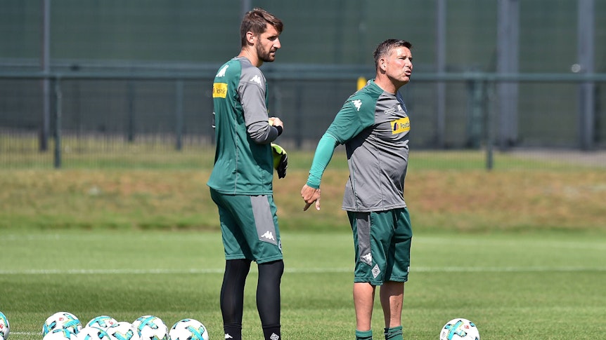 Christofer Heimeroth und Uwe Kamps auf dem Trainingsplatz.