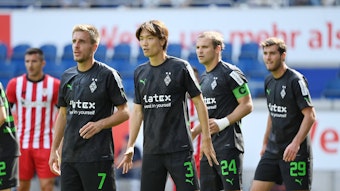 Patrick Herrmann, Ko Itakura, Tony Jantschke und Joe Scally im Trikot von Borussia Mönchengladbach.