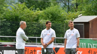 Guido Streichsbier mit Gerardo Seoane auf dem Trainingsplatz.