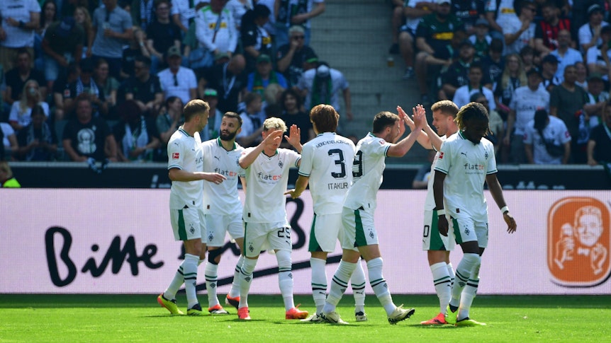 Borussia-Spieler beim Torjubel.
