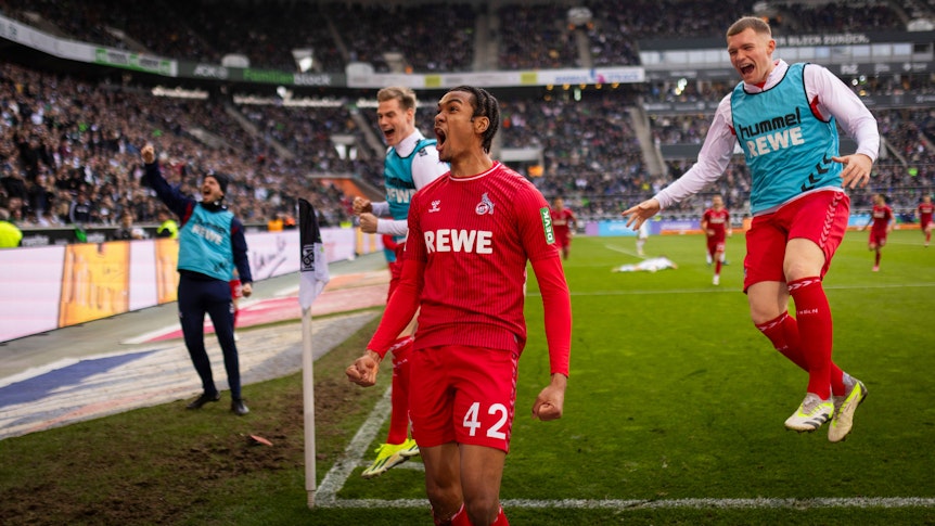 Damion Downs beim Torjubel im Borussia-Park.