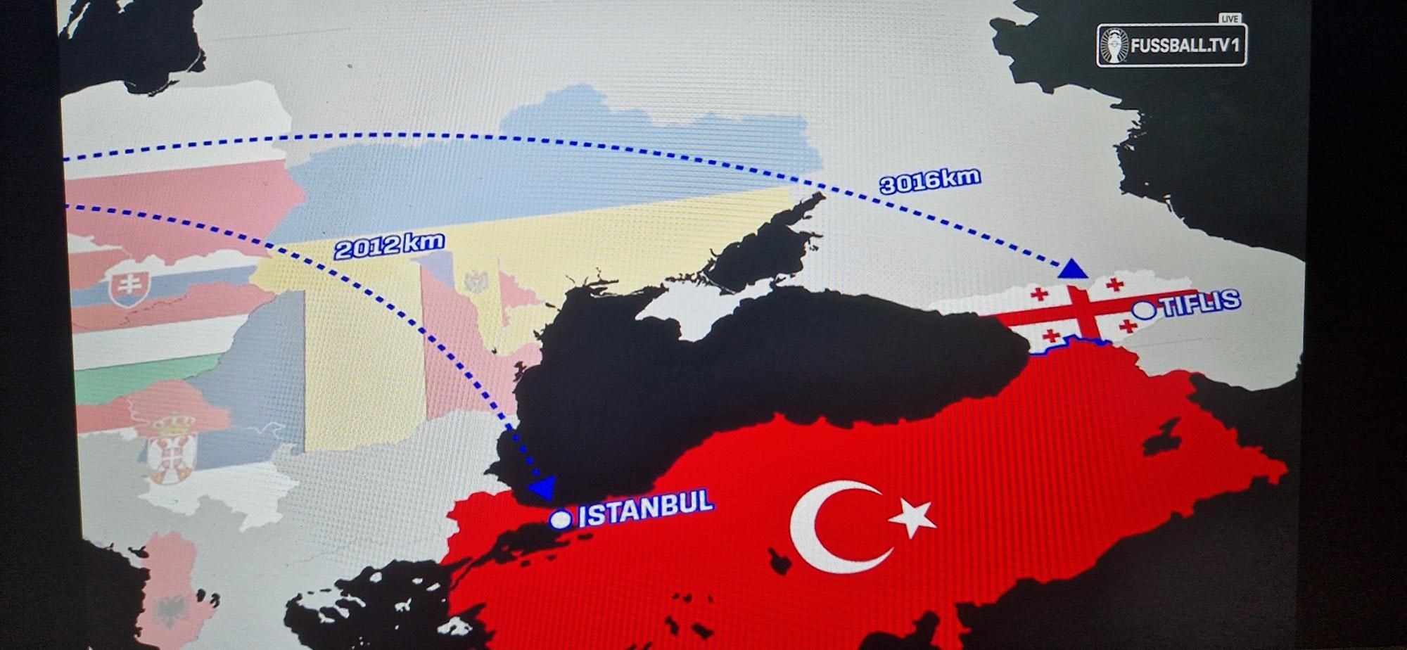 Diese Europa-Karte zeigten RTL und MagentaTV vor der EM-Partie der Türkei gegen Georgien am Dienstag (18. Juni 2024).