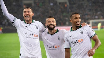 Gladbach-Profis im Jubel nach einem Treffer.