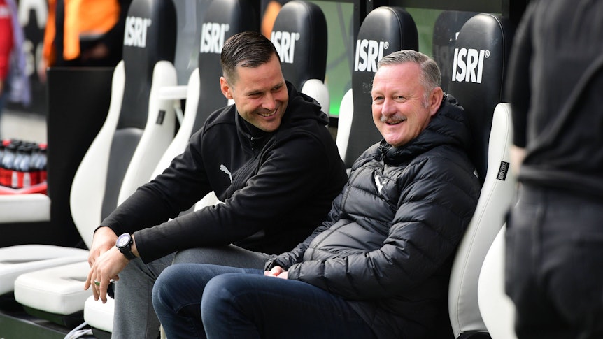 Gute Laune bei Roland Virkus und David Zibung.