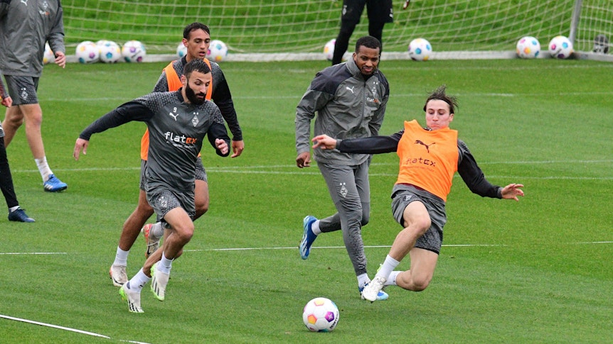 Spieler von Borussia Mönchengladbach im Training.