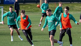 Spieler von Borussia Mönchengladbach beim Training.