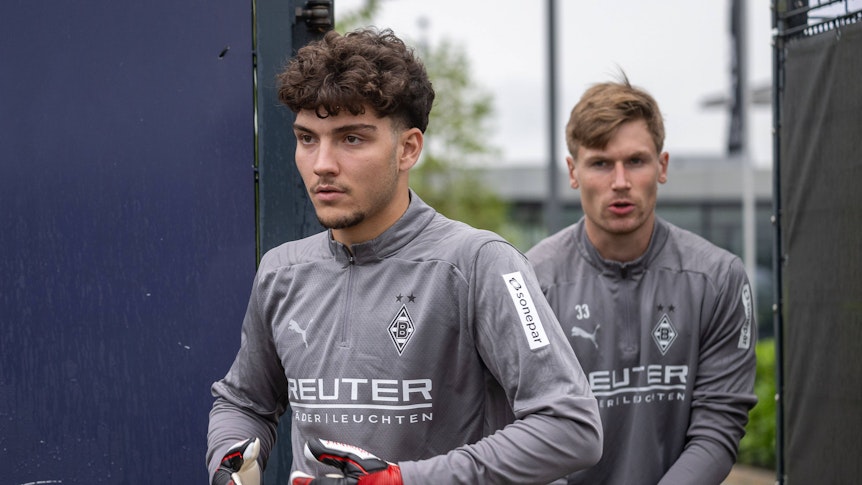 Tiago Pereira Cardoso und Moritz Nicolas vor dem Training.