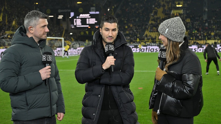 DAZN-Experte Sebastian Kneißl im Gespräch mit Nuri Sahin.