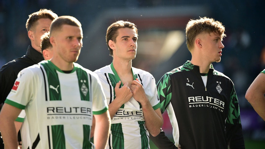 Von links nach rechts: Gladbachs Nico Elvedi, Florian Neuhaus und Luca Netz.