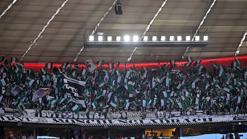 Gladbach-Fans unter dem Dach der Allianz-Arena.