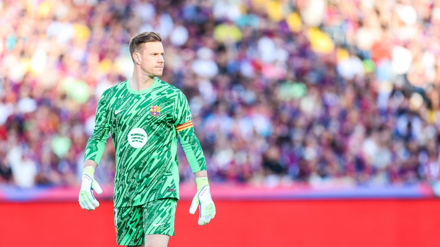 Marc-André ter Stegen im Tor bei einem Spiel des FC Barcelona.