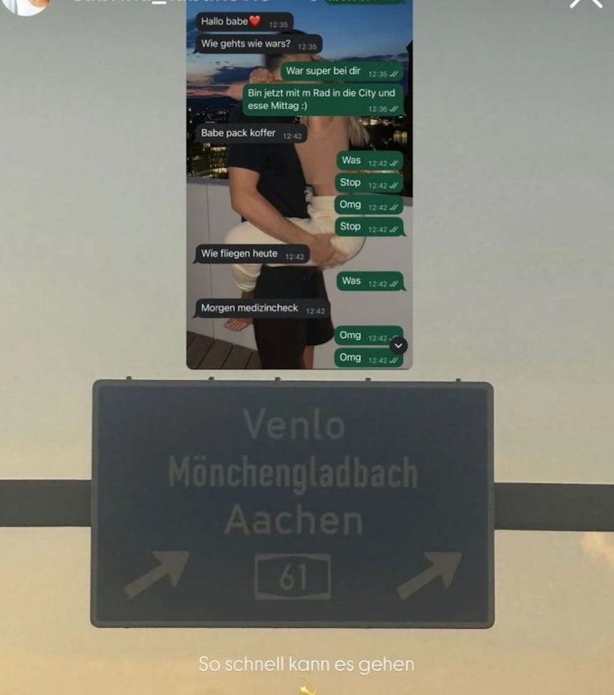 Screenshot eines WhatsApp-Chats zwischen Sabrina und Haris Tabakovic.