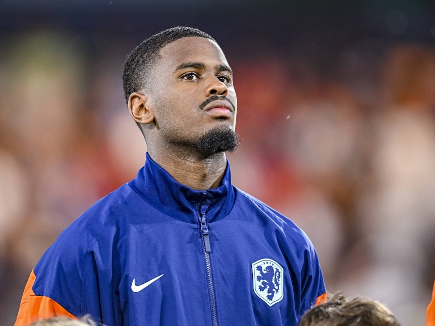 Jorrel Hato vor einem U21-Länderspiel der Niederlande bei der Europameisterschaft.