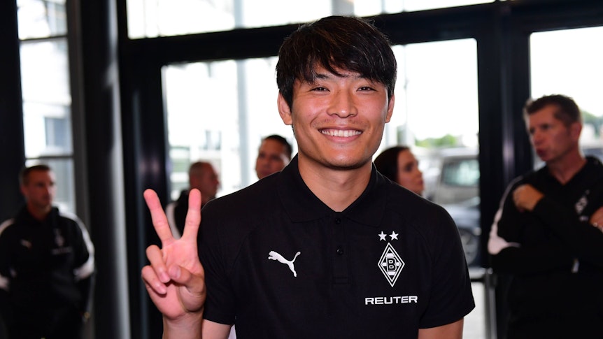 Shuto Machino beim Vereinsjubiläum von Borussia Mönchengladbach.