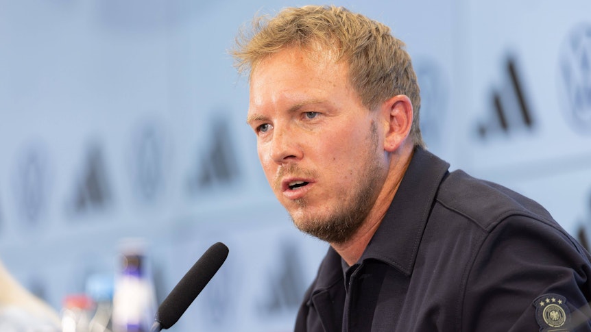 Bundestrainer Julian Nagelsmann auf der Pressekonferenz.