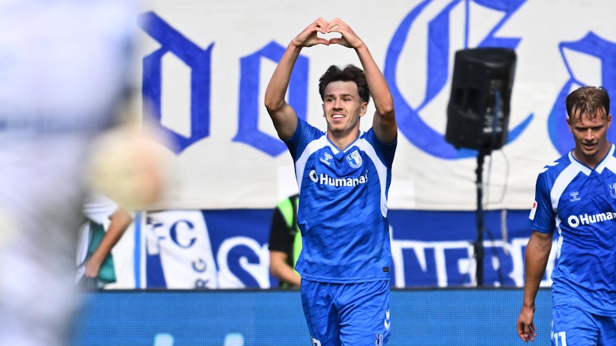 Noah Pesch bejubelt einen Treffer.