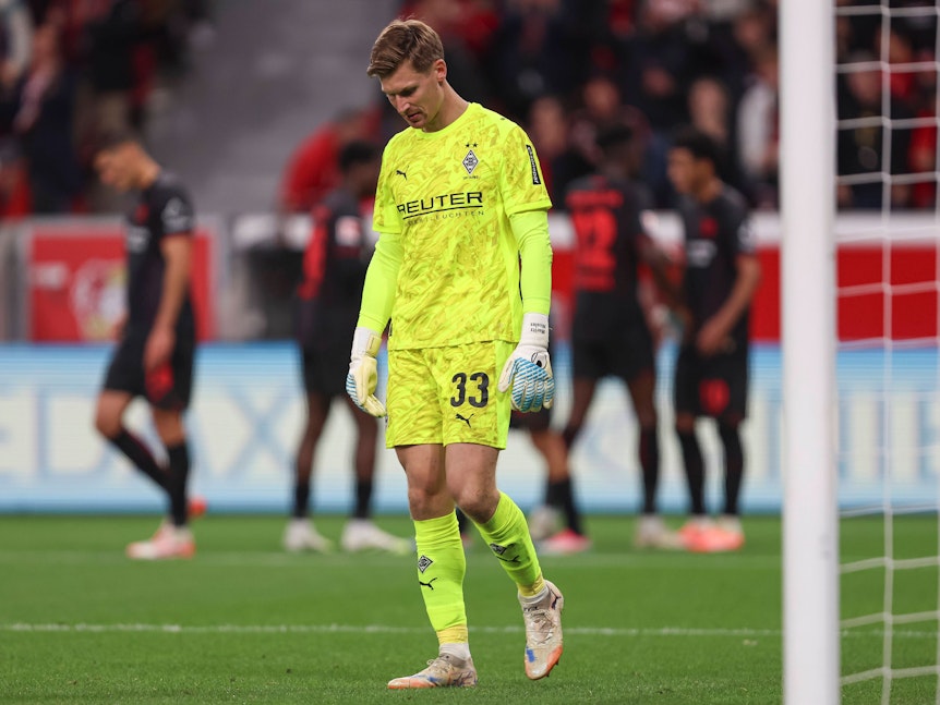 Moritz Nicolas nach dem Treffer für Bayer Leverkusen.